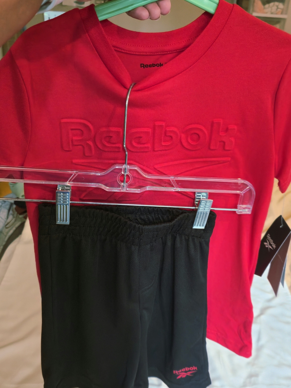 Reebok Red & Black Kids Athletic Sweatshorts Set